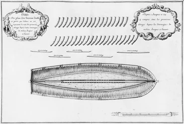 Plan of a vessel partly lined from the inside, illustration from the 